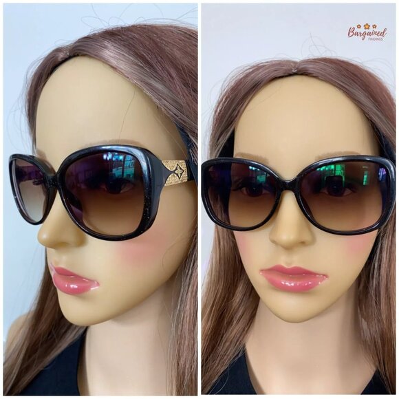 Authentic LOUIS VUITTON Brown Glitter Frame Heather Strass Sunglasses - Z0456E - Picture 5 of 12